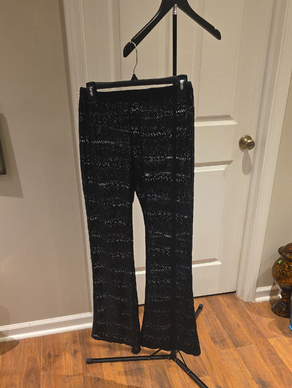 Xhilaration Black Crochet Wide-Leg Pants